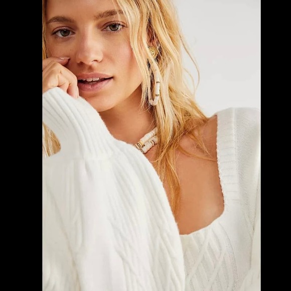 Free People Emmaline Mini Sweater Dress White Size Large - Picture 2 of 11